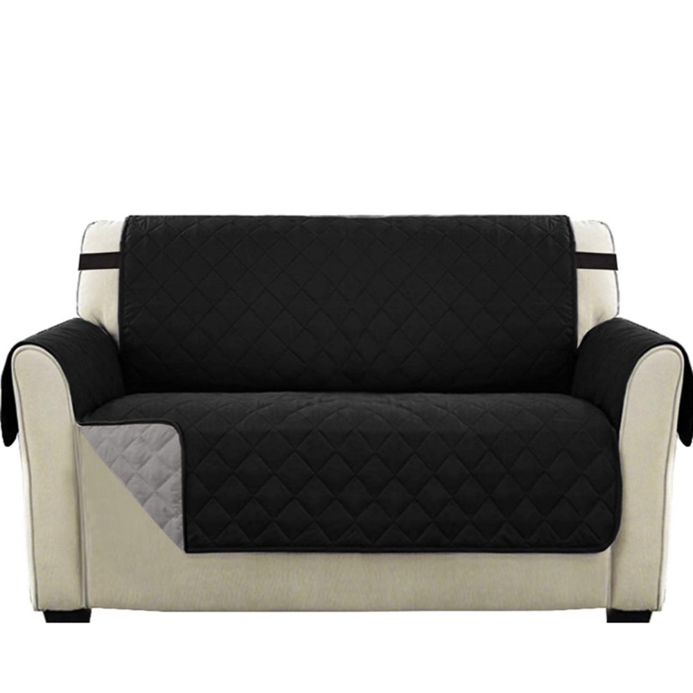 Reversible Black Quilted Sofa Protector Slipcover